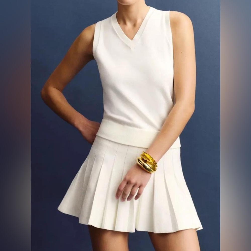 NWOT Reformation Blair Cotton Sweater Dress in Fior di Latte, Size S
